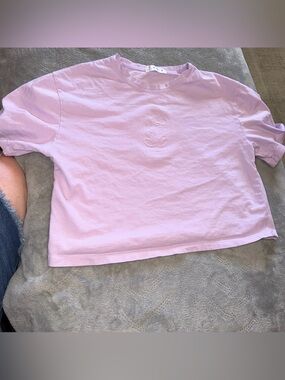 Disney Mickey Mouse Embossed Pink Cropped T Shirt Womens Y.E.S. Medium